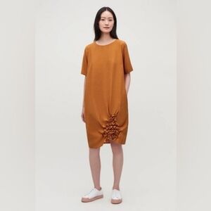 NWT COS Modal Rust Orange Side Rouche Detail Dress Size 6​​​